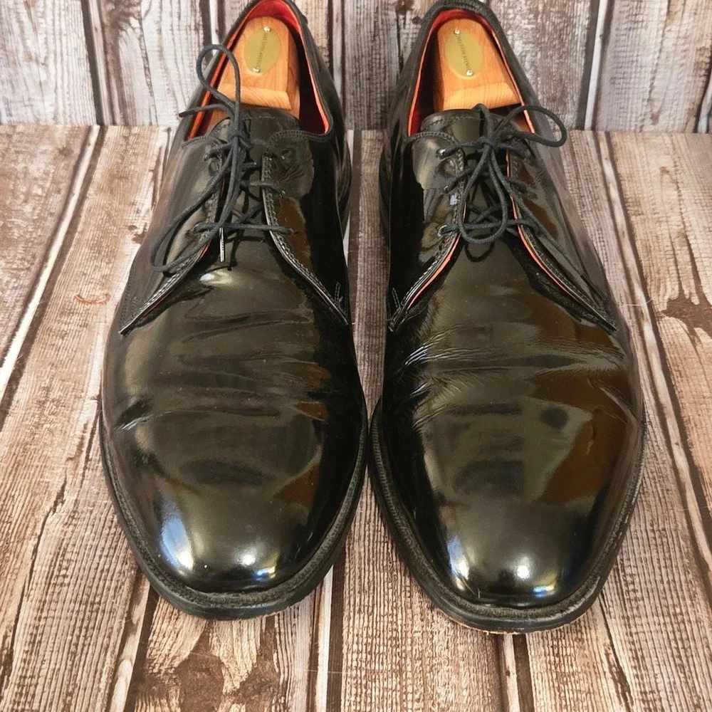 Sz 15 B Mens Allen Edmonds Spencer Black Patent Leather Tuxedo Formal Shoes